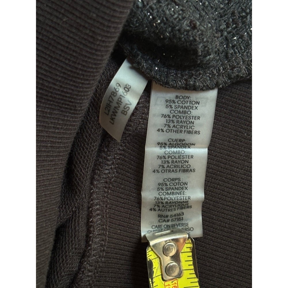 Karl Lagerfeld Paris Womens Black Mixed Media Tweed Sweatshirt Metallic Logo L - Picture 9 of 9